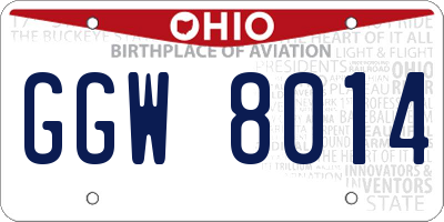 OH license plate GGW8014