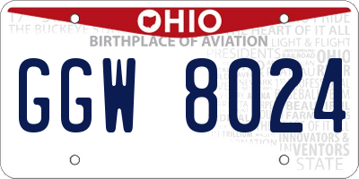 OH license plate GGW8024