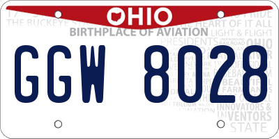 OH license plate GGW8028