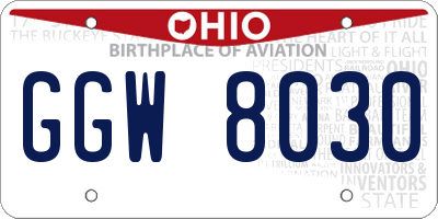 OH license plate GGW8030