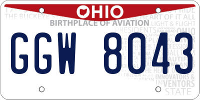 OH license plate GGW8043