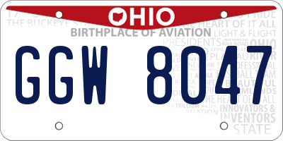 OH license plate GGW8047