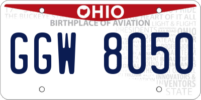 OH license plate GGW8050