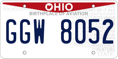 OH license plate GGW8052