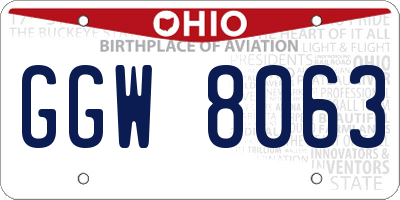 OH license plate GGW8063