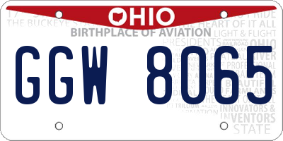 OH license plate GGW8065