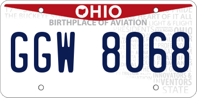 OH license plate GGW8068