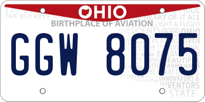 OH license plate GGW8075