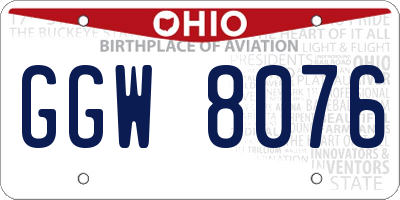 OH license plate GGW8076