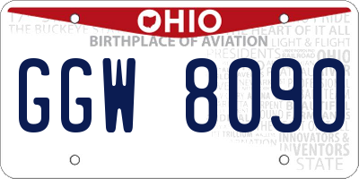 OH license plate GGW8090