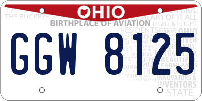OH license plate GGW8125