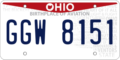 OH license plate GGW8151