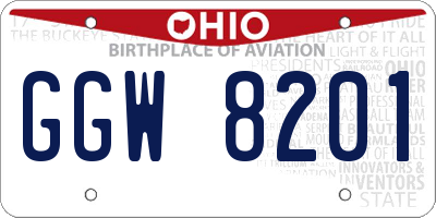 OH license plate GGW8201
