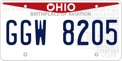 OH license plate GGW8205