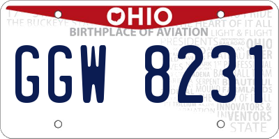 OH license plate GGW8231