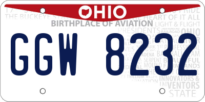 OH license plate GGW8232
