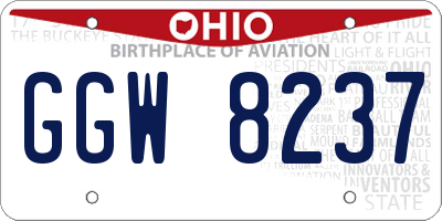 OH license plate GGW8237