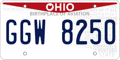 OH license plate GGW8250