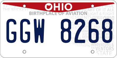 OH license plate GGW8268