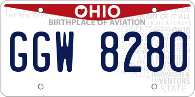 OH license plate GGW8280