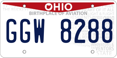 OH license plate GGW8288