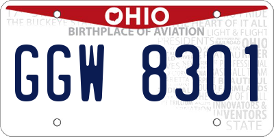 OH license plate GGW8301