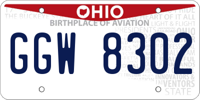 OH license plate GGW8302