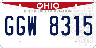 OH license plate GGW8315