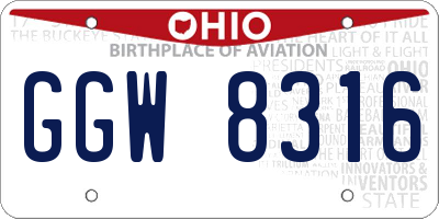 OH license plate GGW8316