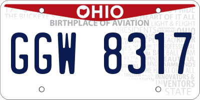 OH license plate GGW8317