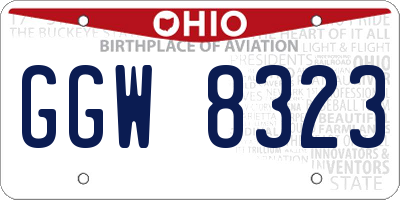 OH license plate GGW8323