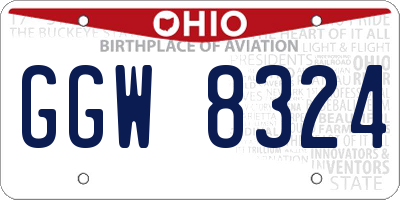 OH license plate GGW8324