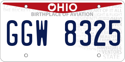 OH license plate GGW8325
