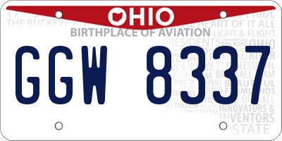 OH license plate GGW8337