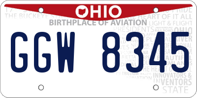 OH license plate GGW8345