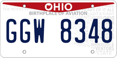 OH license plate GGW8348