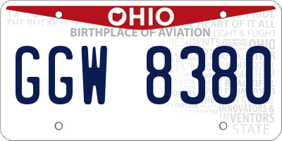 OH license plate GGW8380