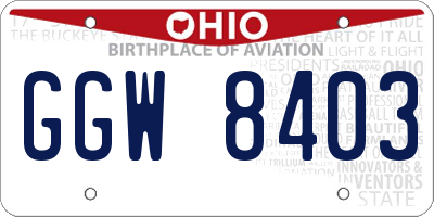 OH license plate GGW8403