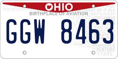 OH license plate GGW8463