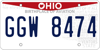 OH license plate GGW8474