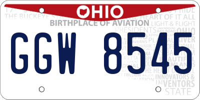 OH license plate GGW8545