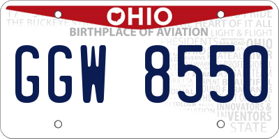OH license plate GGW8550