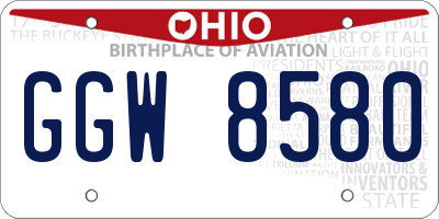 OH license plate GGW8580