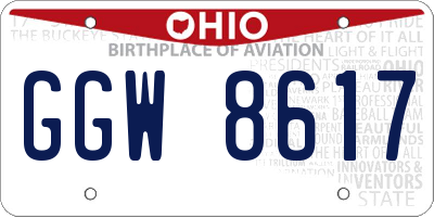 OH license plate GGW8617
