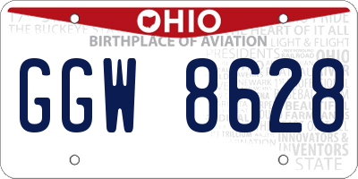 OH license plate GGW8628