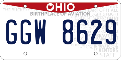 OH license plate GGW8629
