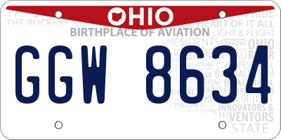 OH license plate GGW8634