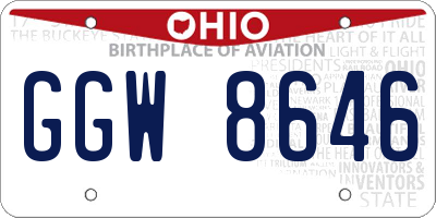 OH license plate GGW8646