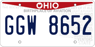 OH license plate GGW8652