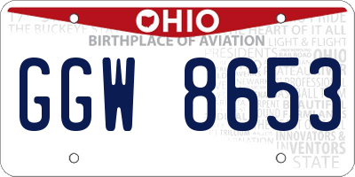 OH license plate GGW8653